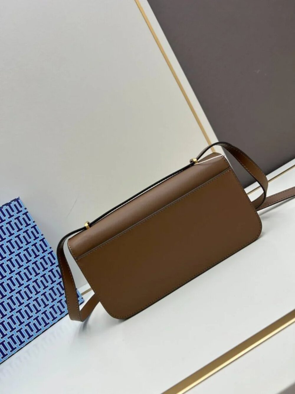 Eleanor Brown Leather Shoulder Crossbody Flap Bag View 3